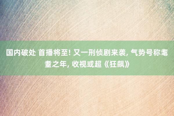 国内破处 首播将至! 又一刑侦剧来袭, 气势号称耄耋之年, 收视或超《狂飙》