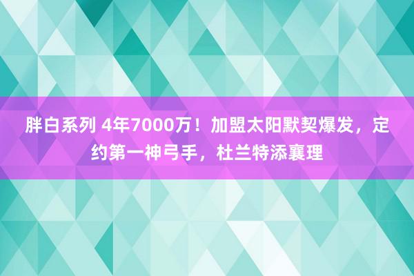 胖白系列 4年7000万！加盟太阳默契爆发，定约第一神弓手，杜兰特添襄理