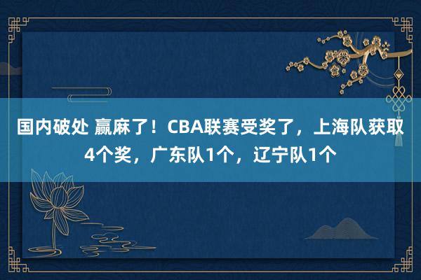 国内破处 赢麻了！CBA联赛受奖了，上海队获取4个奖，广东队1个，辽宁队1个