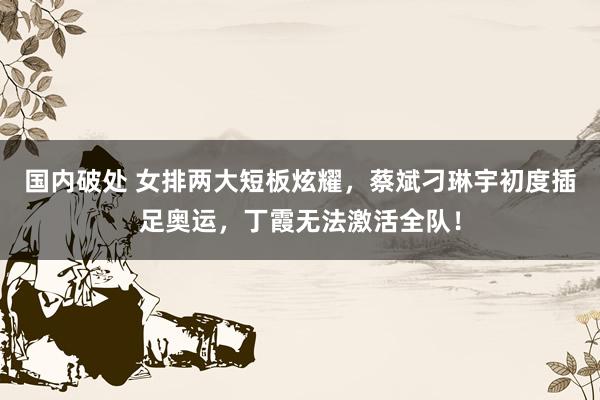 国内破处 女排两大短板炫耀，蔡斌刁琳宇初度插足奥运，丁霞无法激活全队！