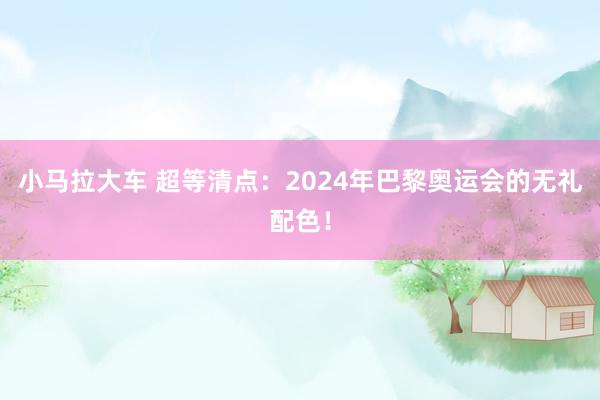 小马拉大车 超等清点：2024年巴黎奥运会的无礼配色！