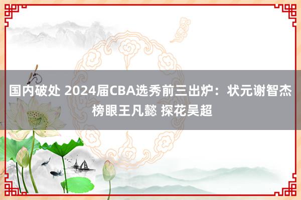 国内破处 2024届CBA选秀前三出炉：状元谢智杰 榜眼王凡懿 探花吴超