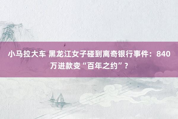 小马拉大车 黑龙江女子碰到离奇银行事件：840万进款变“百年之约”？